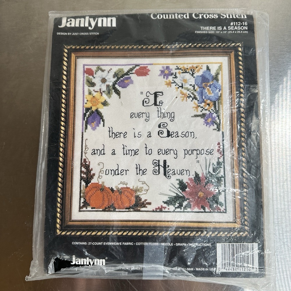 Janlynn "There Is A Season" #112-16 Counted Cross Stitch Kit  10" x 10" NIB 1991